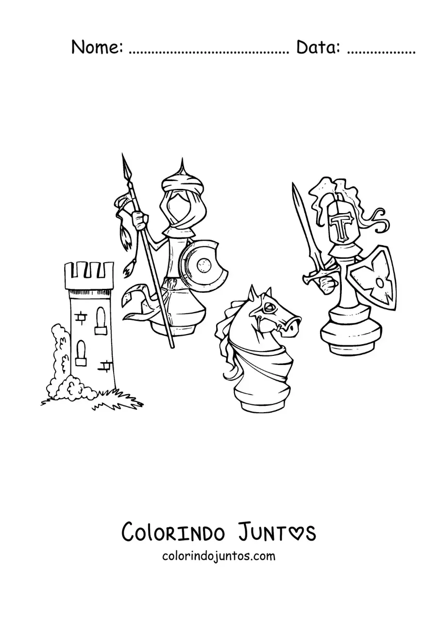 Desenho para colorir de desenhos das peças do xadrez