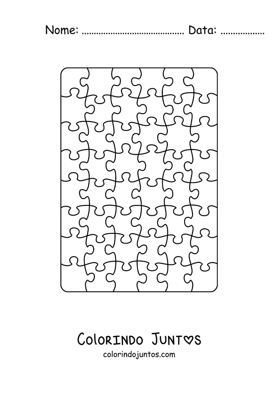 Desenho para colorir de quebra-cabeça recortável grande