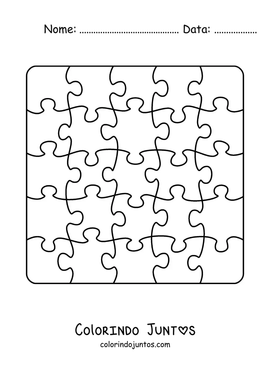 Desenho para colorir de peças de quebra-cabeça recortável