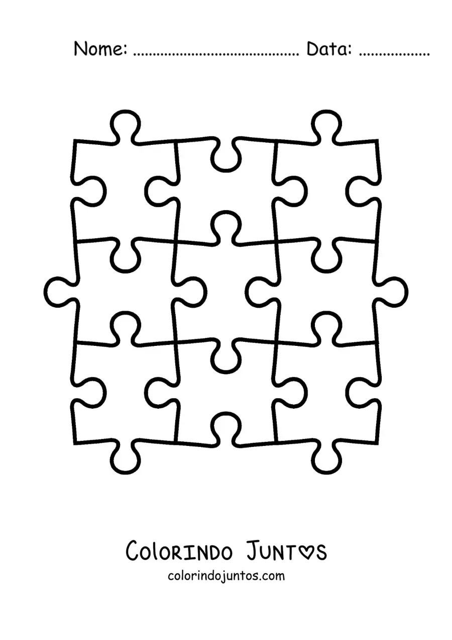 Desenho para colorir de peças de quebra-cabeça recortável