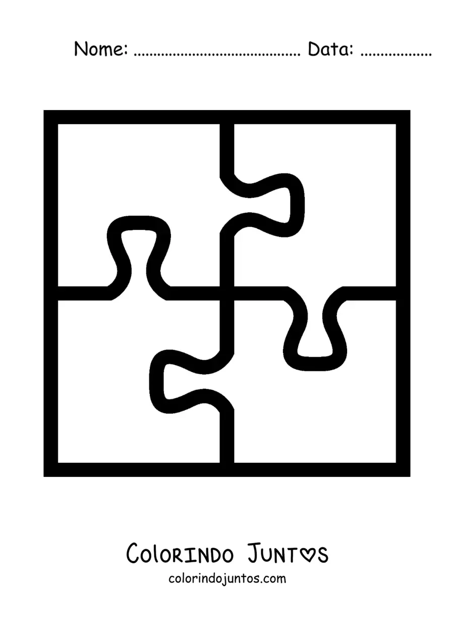 Desenho para colorir de peças de quebra-cabeça grandes