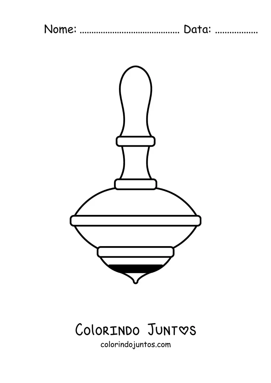 Desenho para colorir de um pião de madeira