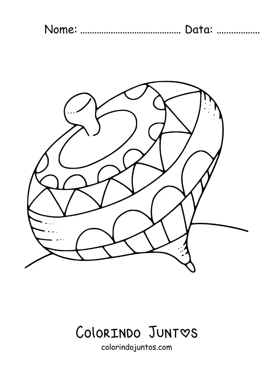 Desenho para colorir de um pião girando