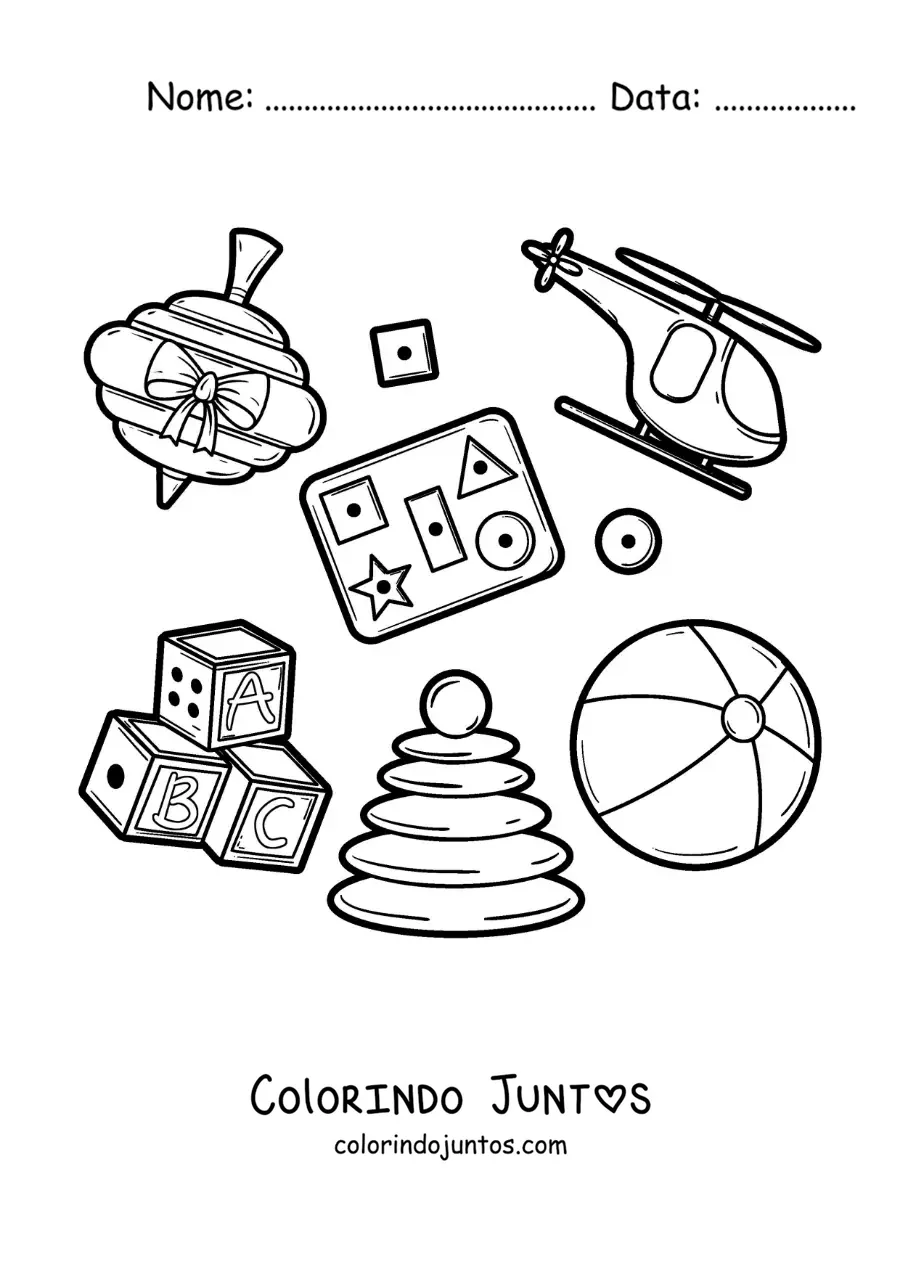 Desenho para colorir de brinquedos tradicionais