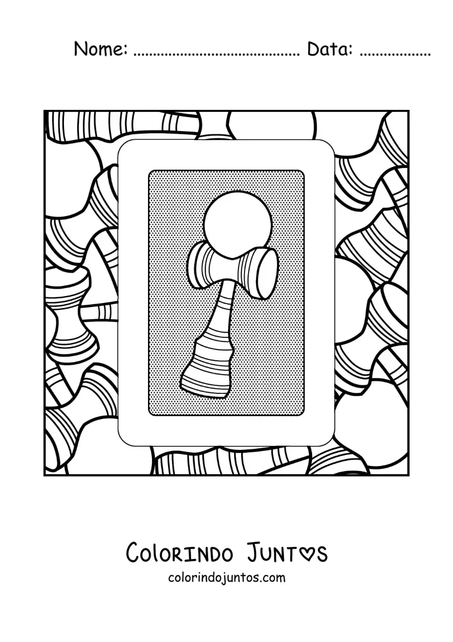 Desenho para colorir de kendama