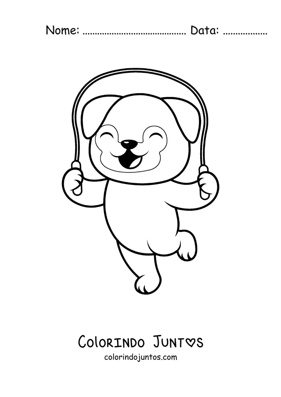 Desenho para colorir de cachorro animado pulando corda