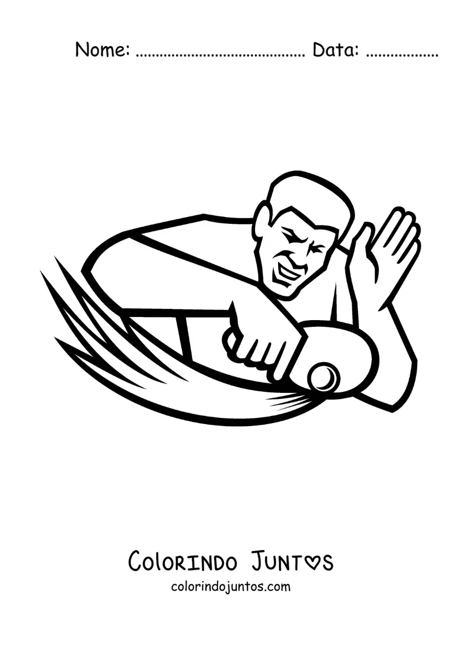 Desenho para colorir de um homem jogando tênis de mesa