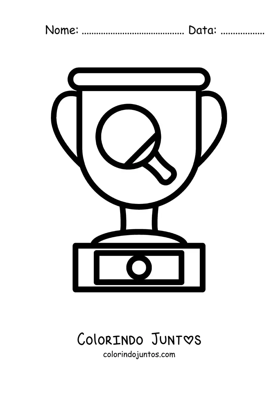 Desenho para colorir de troféu de pingue-pongue