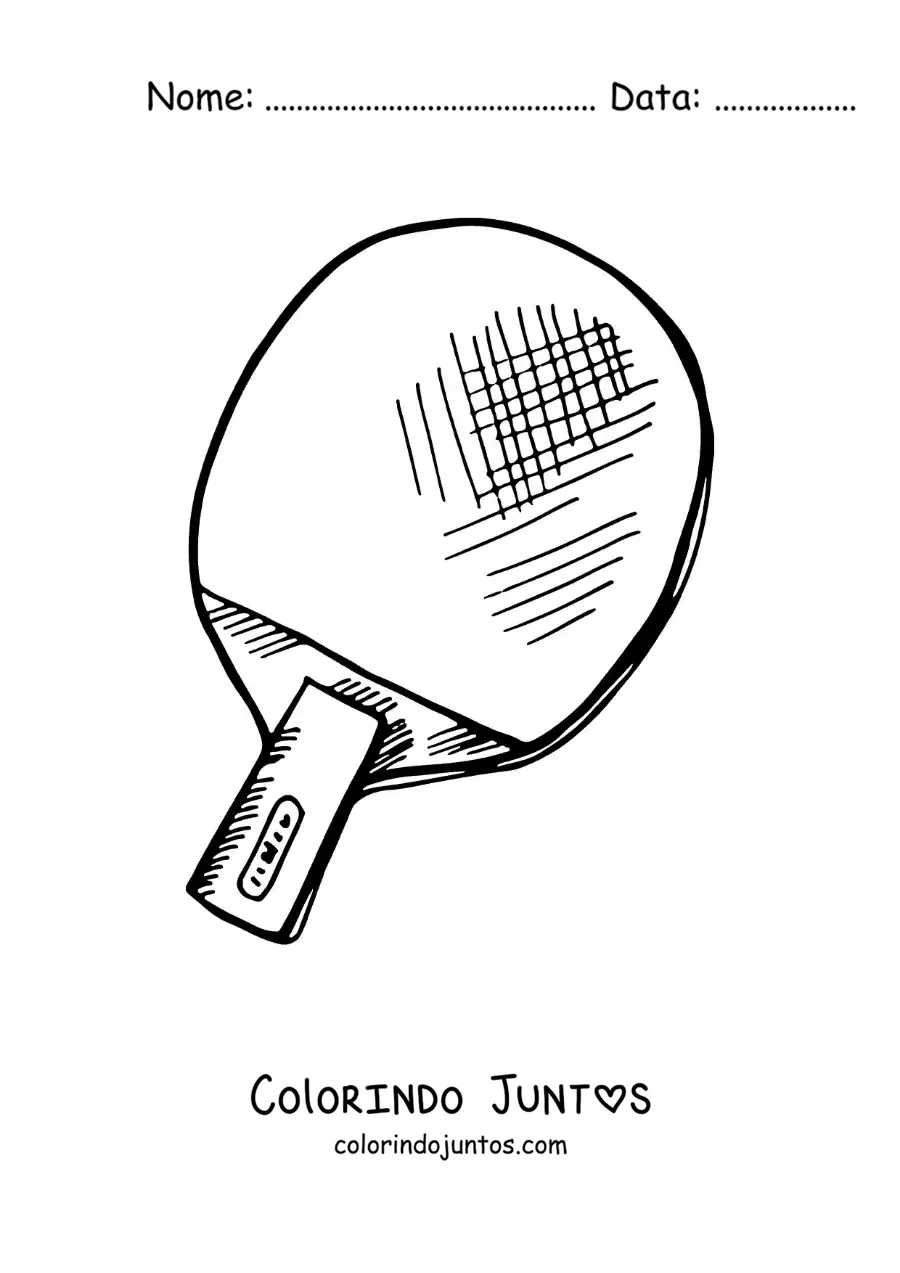 Desenho para colorir de raquete de tênis de mesa