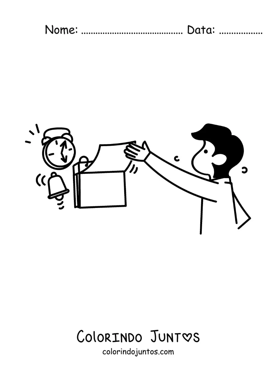 Desenho para colorir de um homem olhando o calendário