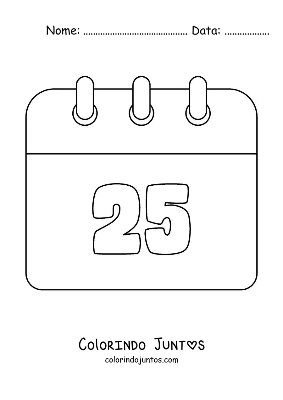 Desenho para colorir de emoji de calendário