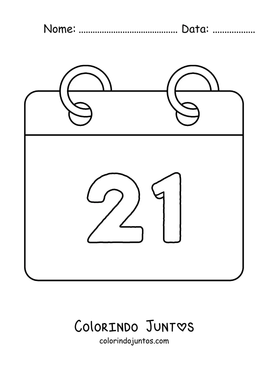 Desenho para colorir de emoticon de um calendário