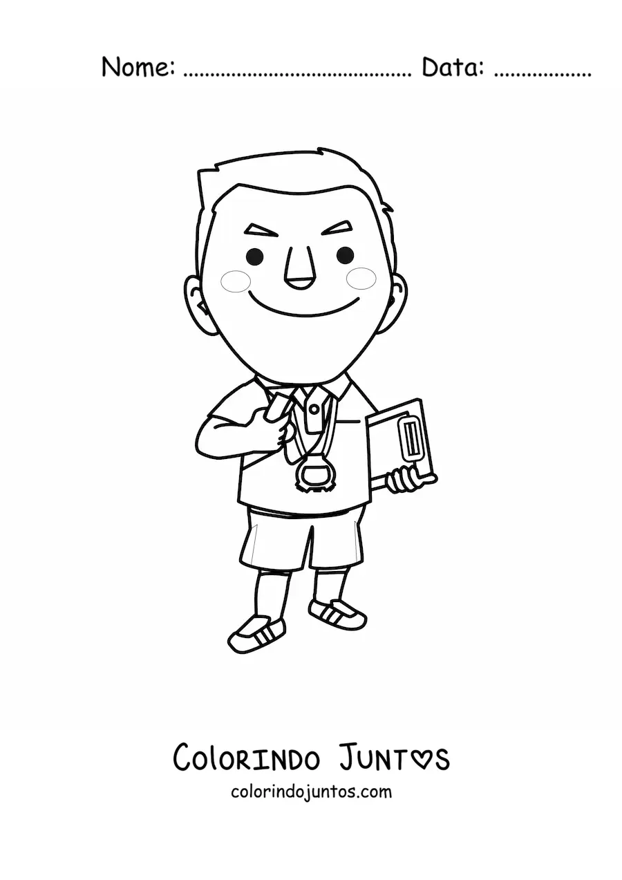 Desenho para colorir de um professor de educacao fisica
