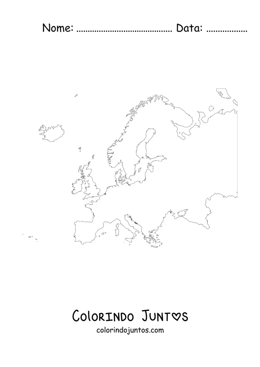 Desenho para colorir de mapa da Europa
