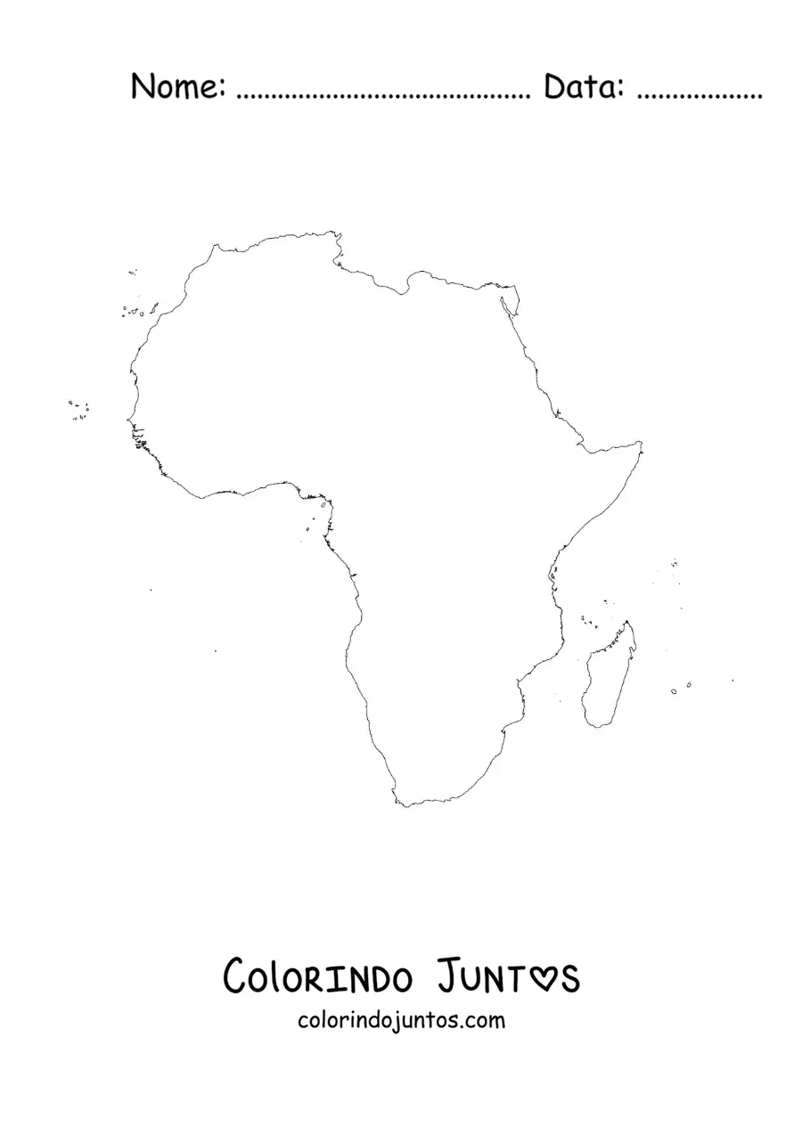 Desenho para colorir de mapa da África