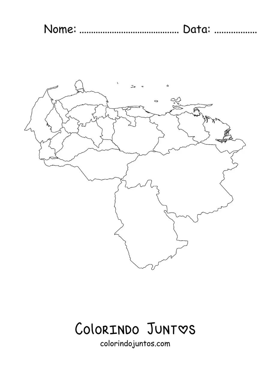Desenho para colorir de mapa político da Venezuela