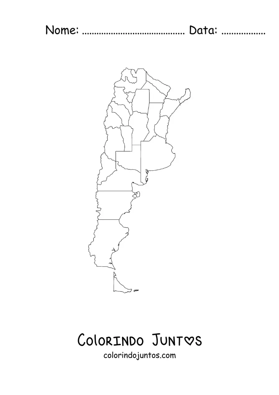 Desenho para colorir de mapa político da Argentina