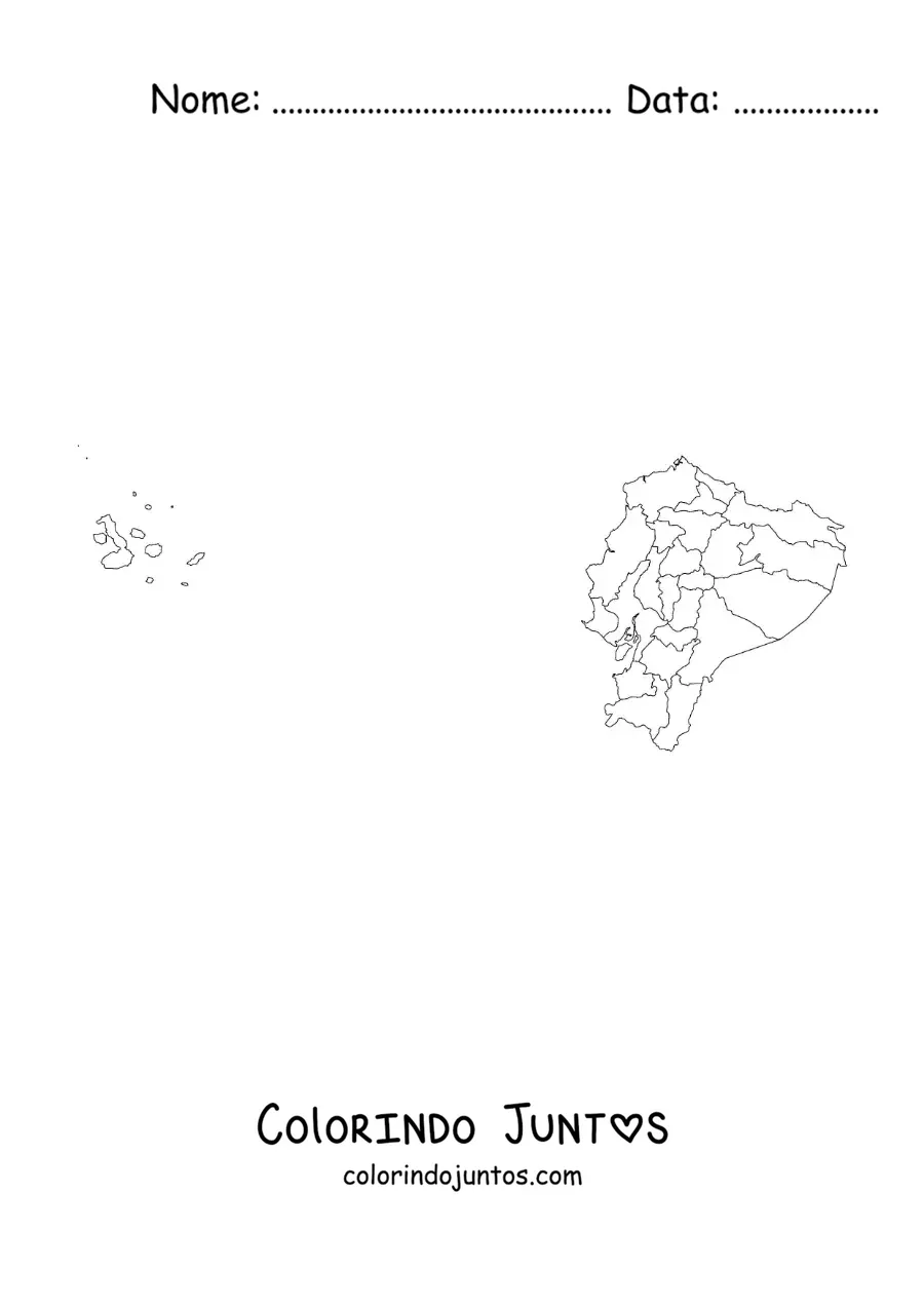 Desenho para colorir de mapa político do Equador