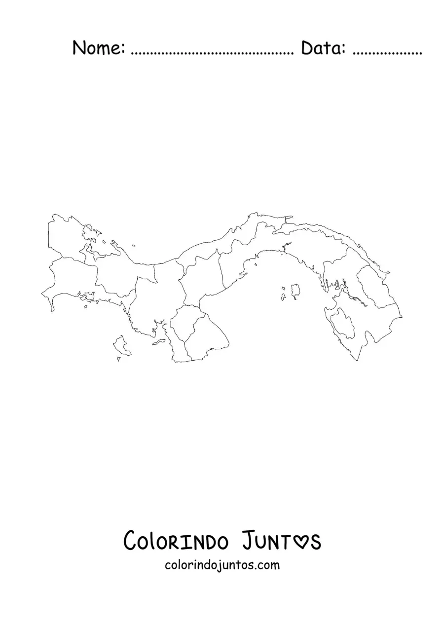 Desenho para colorir de mapa político do Panamá