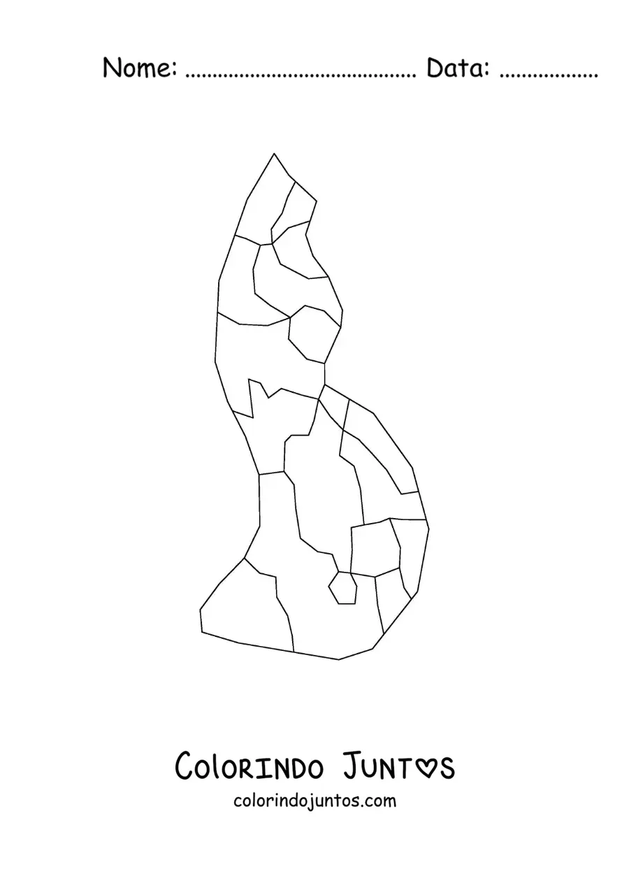 Desenho para colorir de mapa político de Liechtenstein