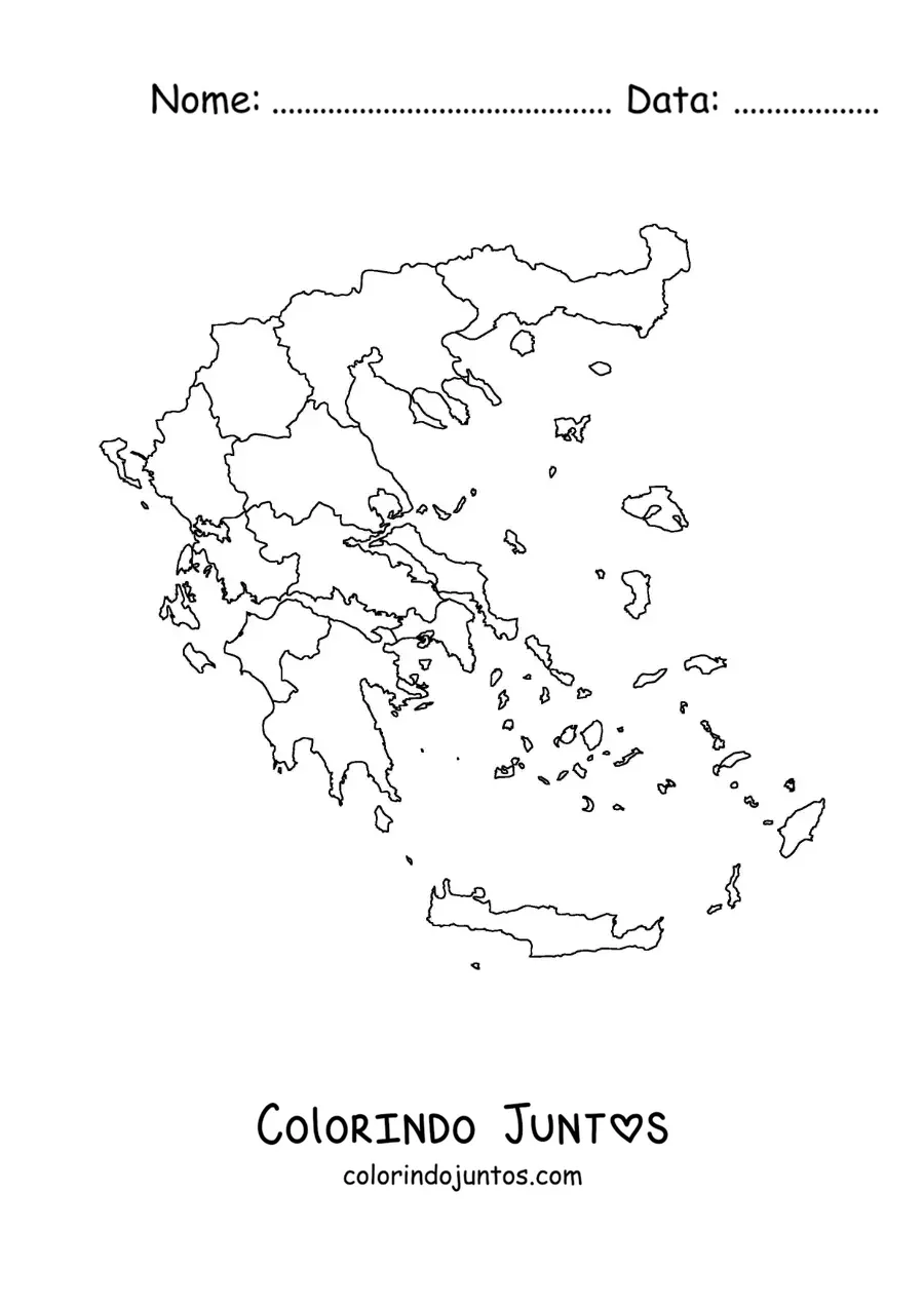 Desenho para colorir de mapa político da Grécia
