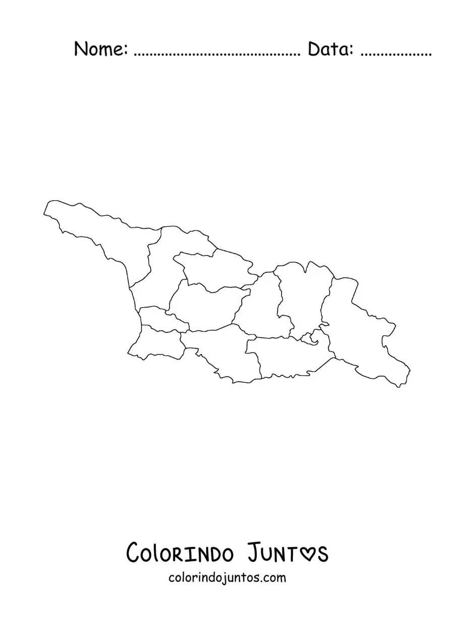 Desenho para colorir de mapa político da Geórgia