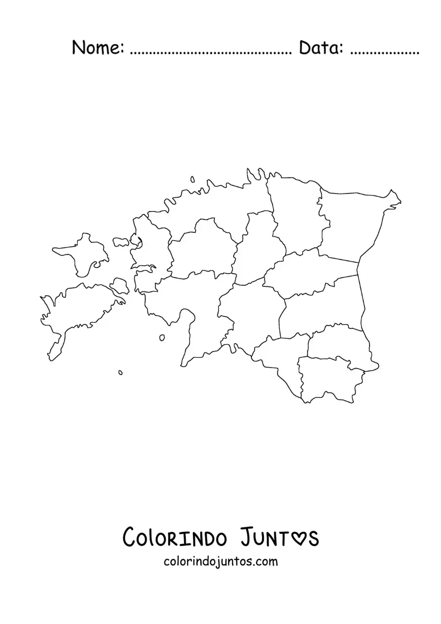 Desenho para colorir de mapa político da Estônia