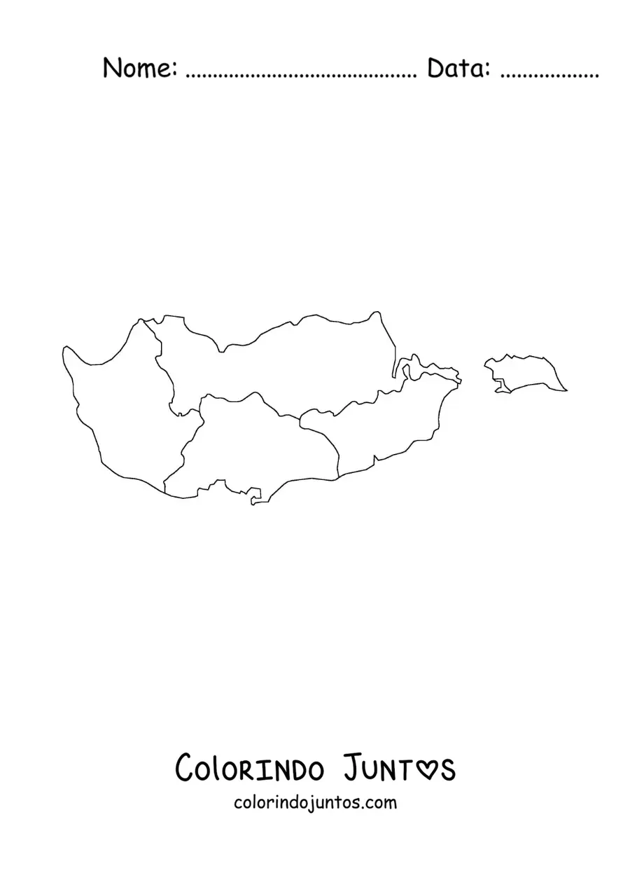 Desenho para colorir de mapa político do Chipre