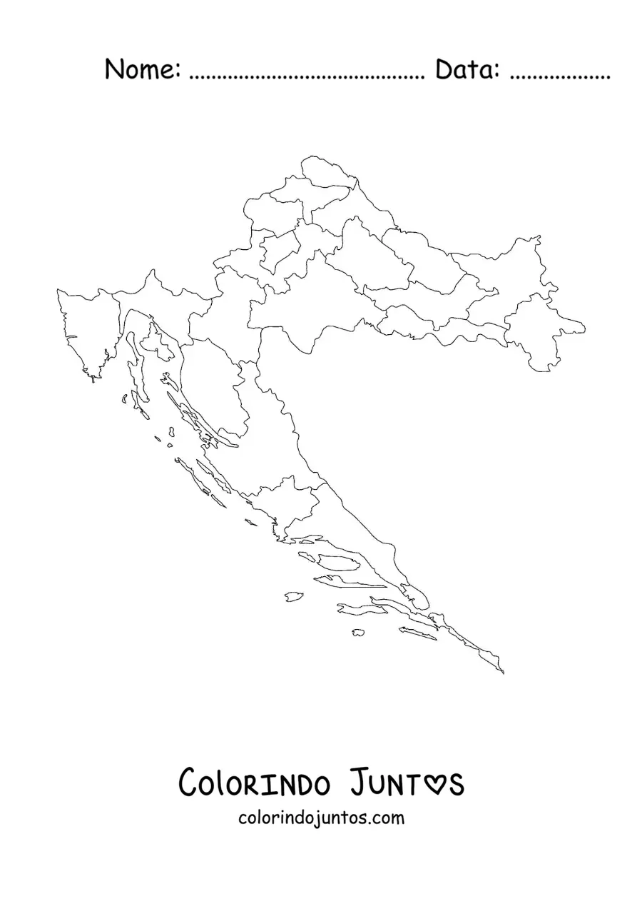 Desenho para colorir de mapa político da Croácia