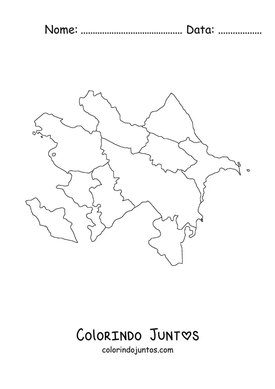 Desenho para colorir de mapa político do Azerbaijão