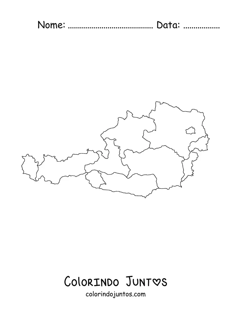 Desenho para colorir de mapa político da Áustria