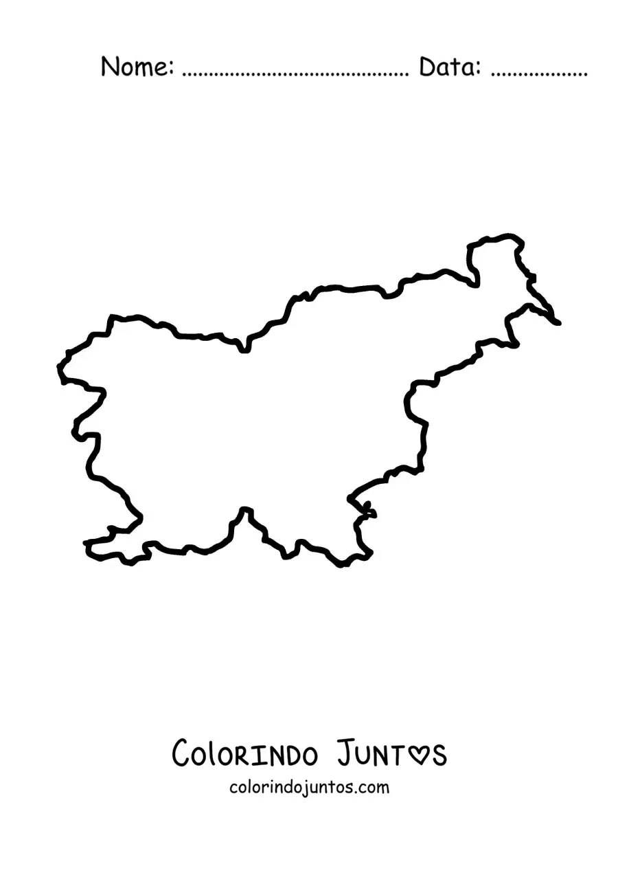 Desenho para colorir de mapa da Eslovênia