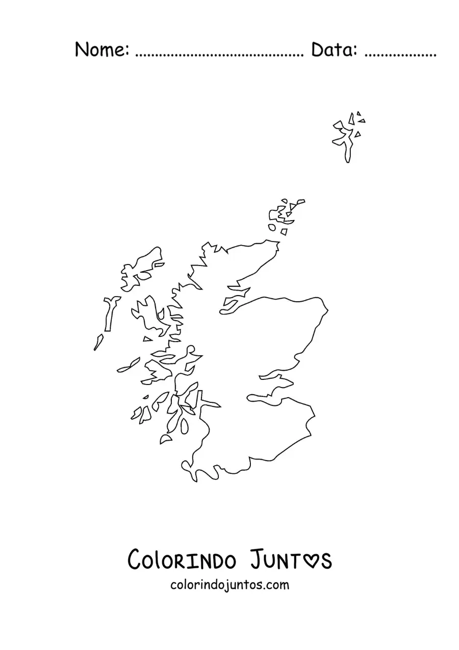 Desenho para colorir de mapa político da Escócia