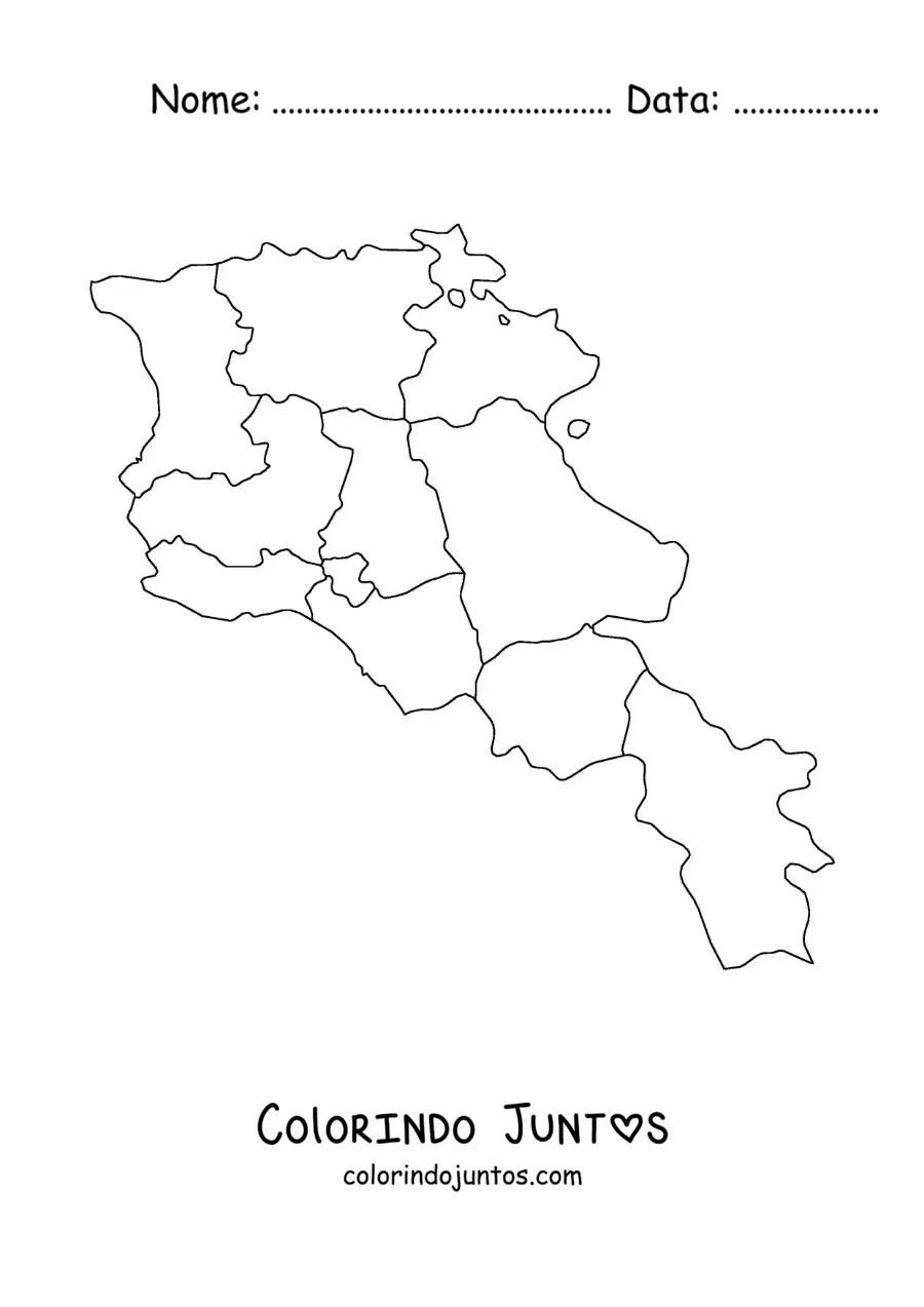 Desenho para colorir de mapa político da Armênia