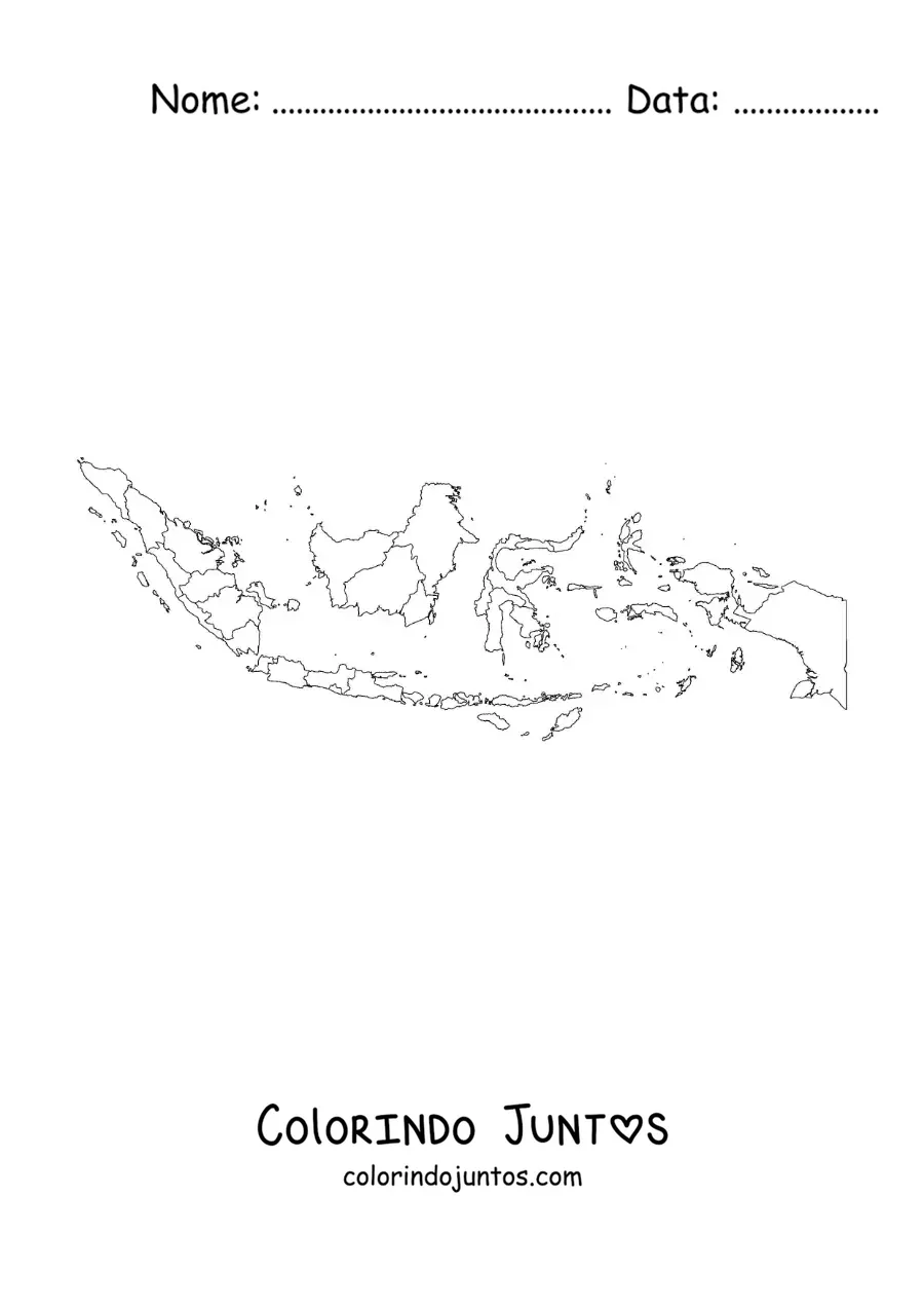 Desenho para colorir de mapa político da Indonésia