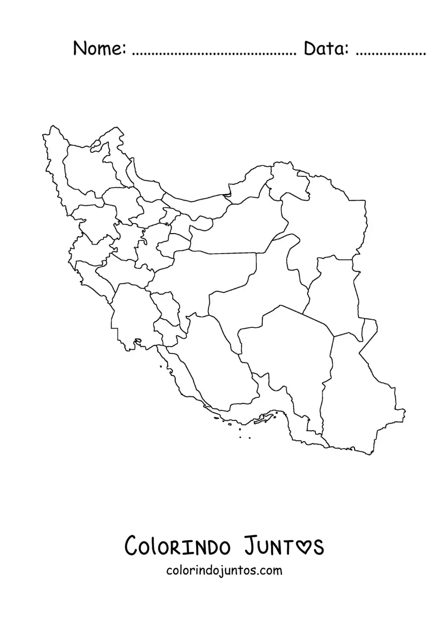 Desenho para colorir de mapa político do Irã