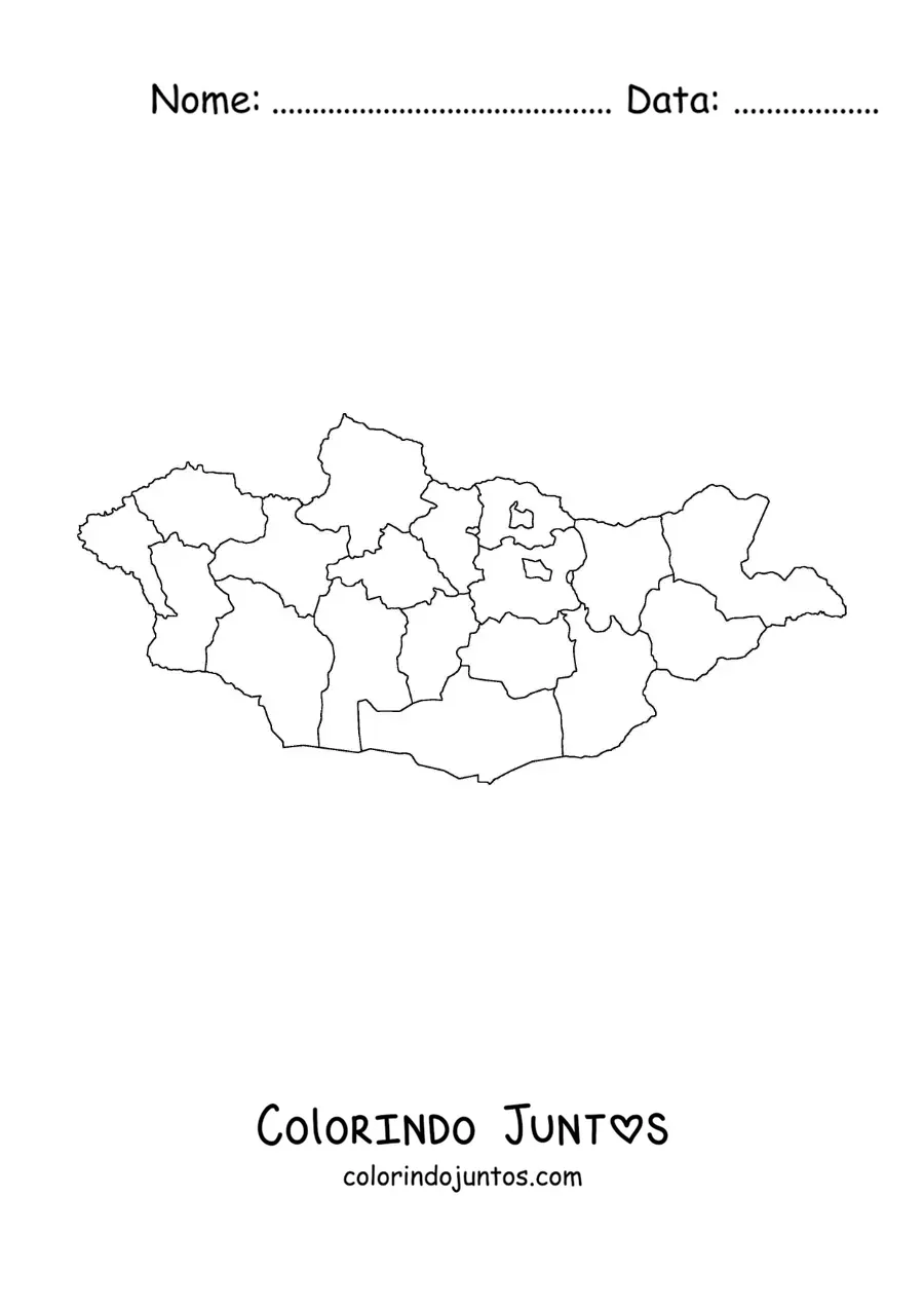 Desenho para colorir de mapa político da Mongólia