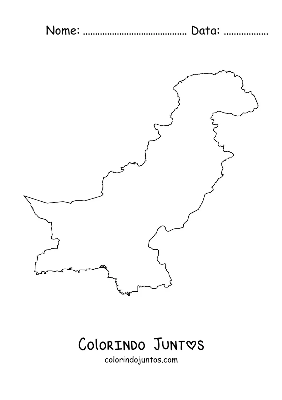 Desenho para colorir de mapa político do Paquistão
