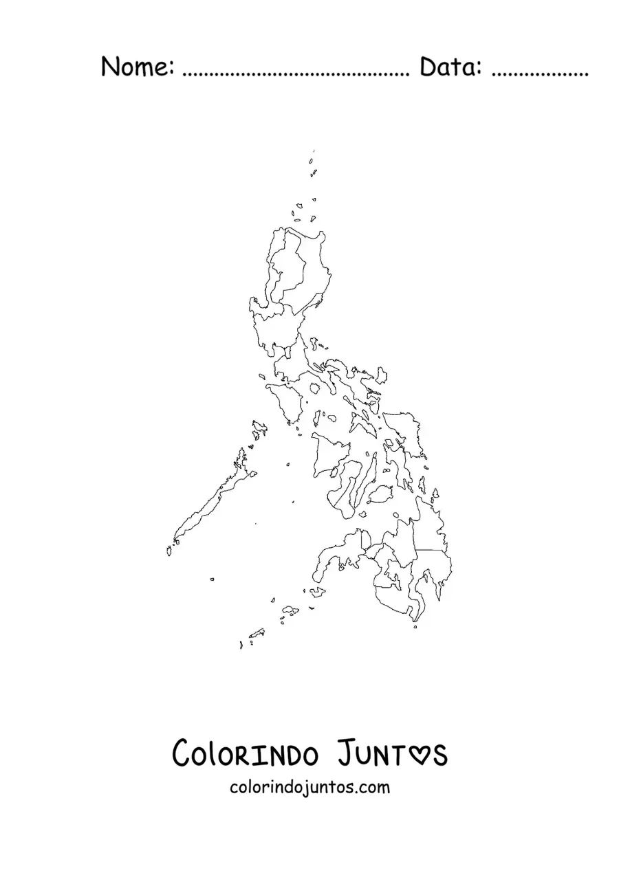 Desenho para colorir de mapa político das Filipinas