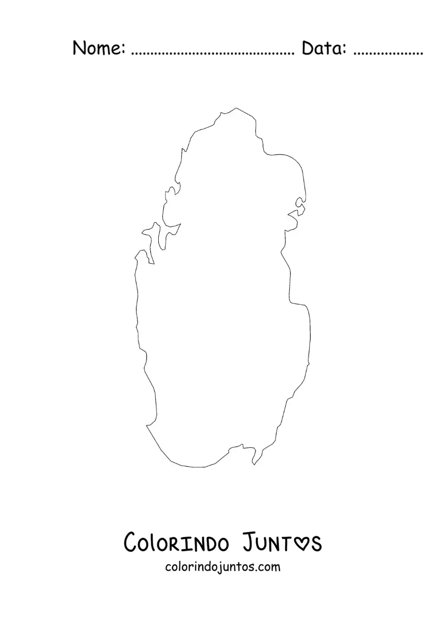 Desenho para colorir de mapa político do Catar