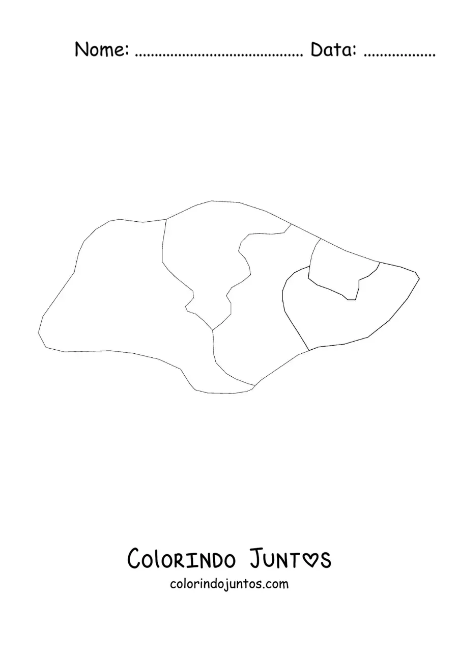 Desenho para colorir de mapa político de Singapura