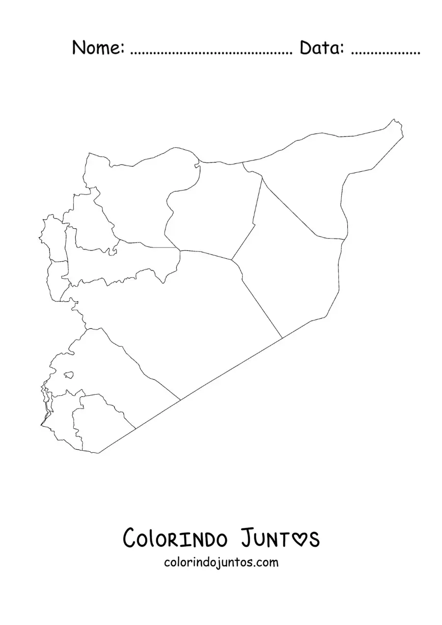 Desenho para colorir de mapa político da Síria