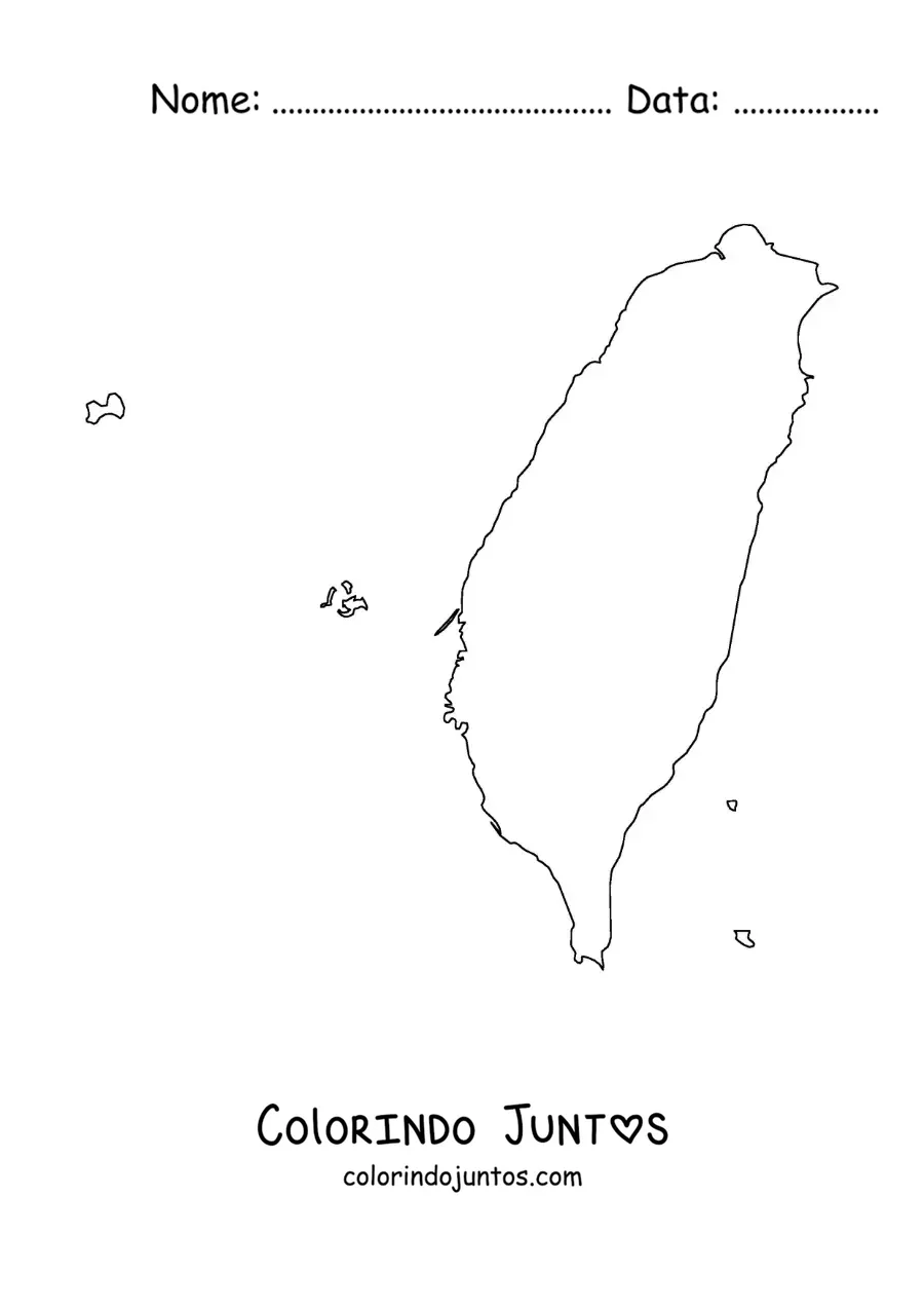 Desenho para colorir de mapa político de Taiwan