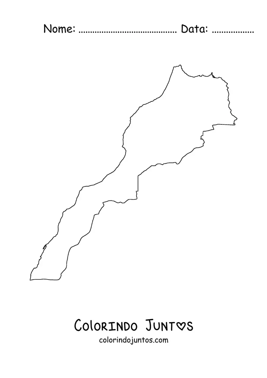Desenho para colorir de mapa político de Marrocos