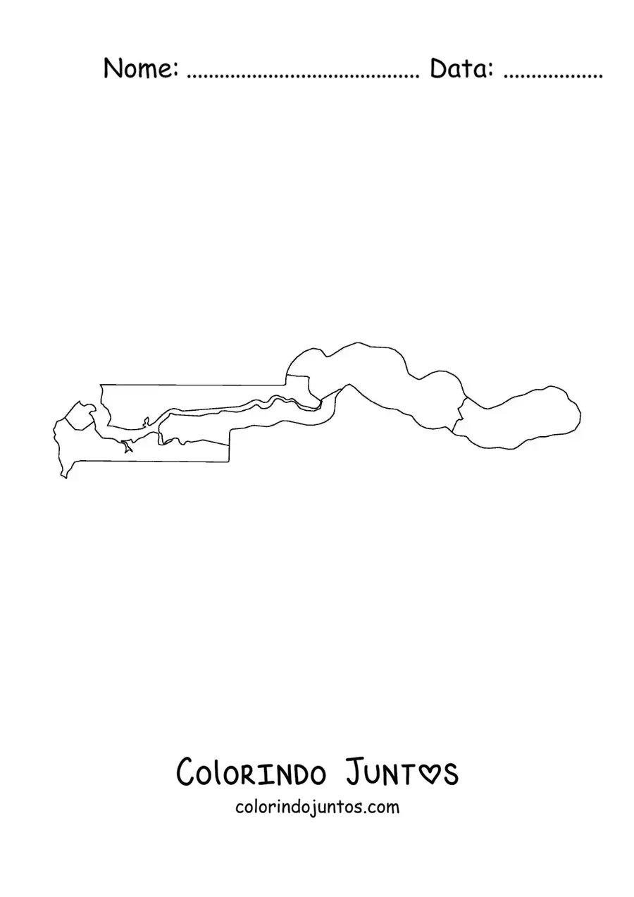 Desenho para colorir de mapa político da Gâmbia