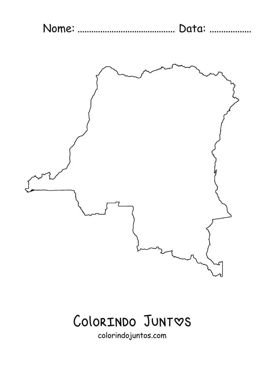 Desenho para colorir de mapa político da República Democrática do Congo