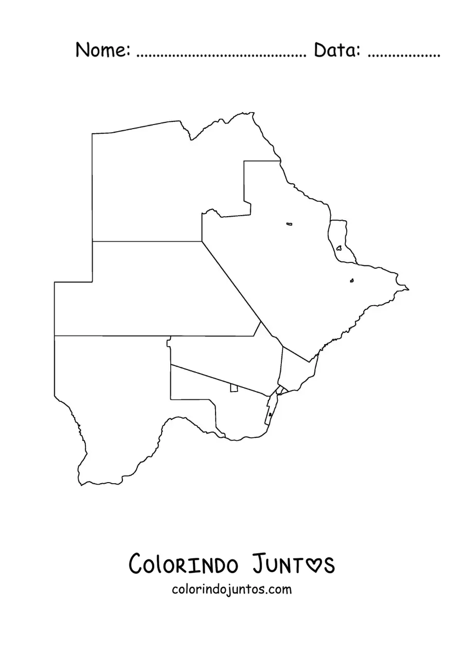 Desenho para colorir de mapa político de Botsuana