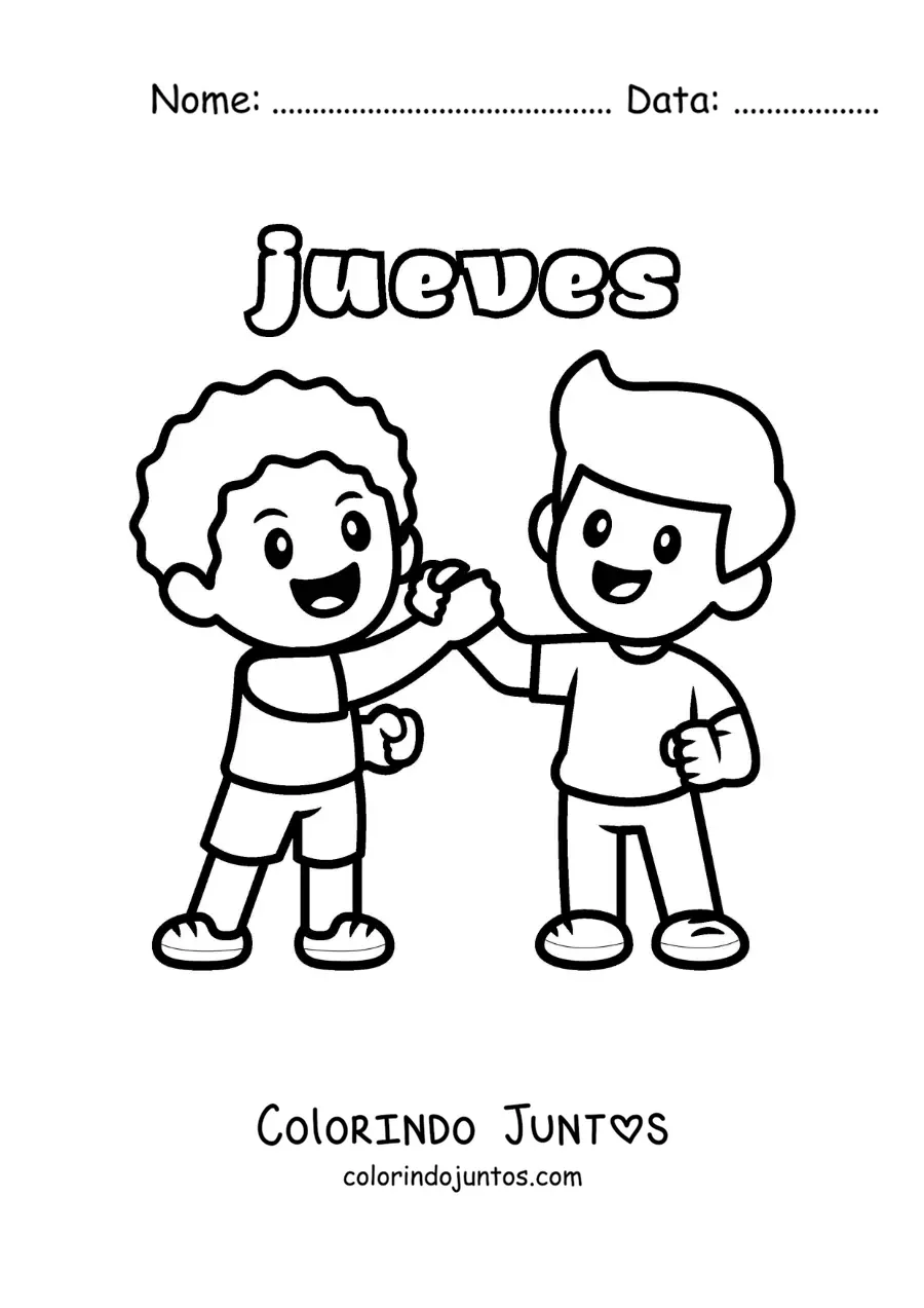 Desenho para colorir da quinta-feira com dois amigos felizes