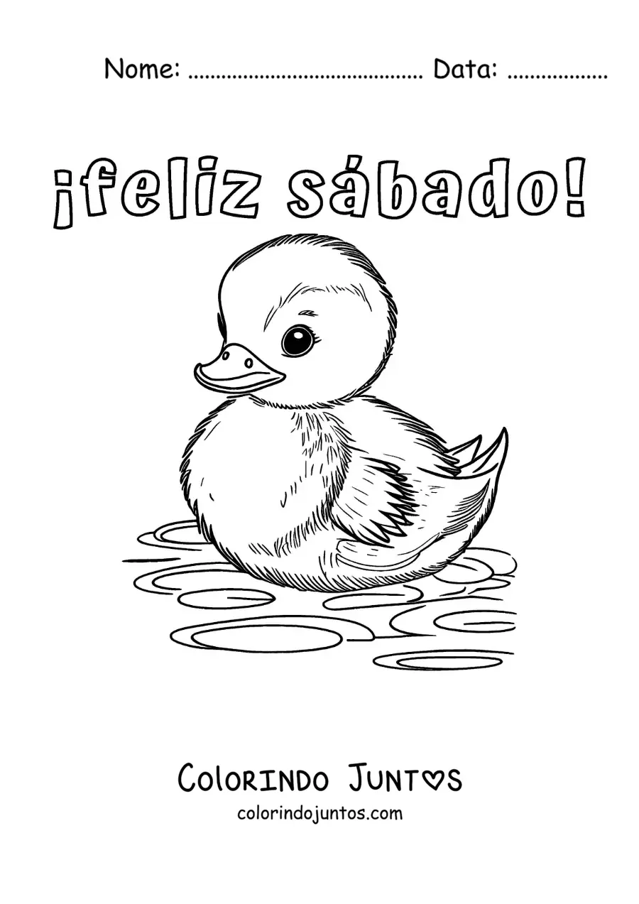 Desenho para colorir de feliz sábado com um pato fofo