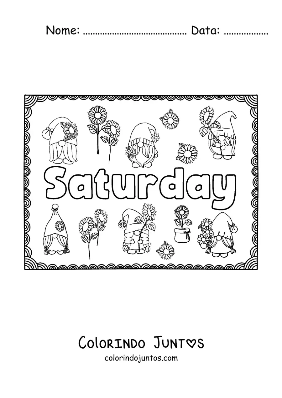 Desenho para colorir de cartaz de saturday com desenhos animados